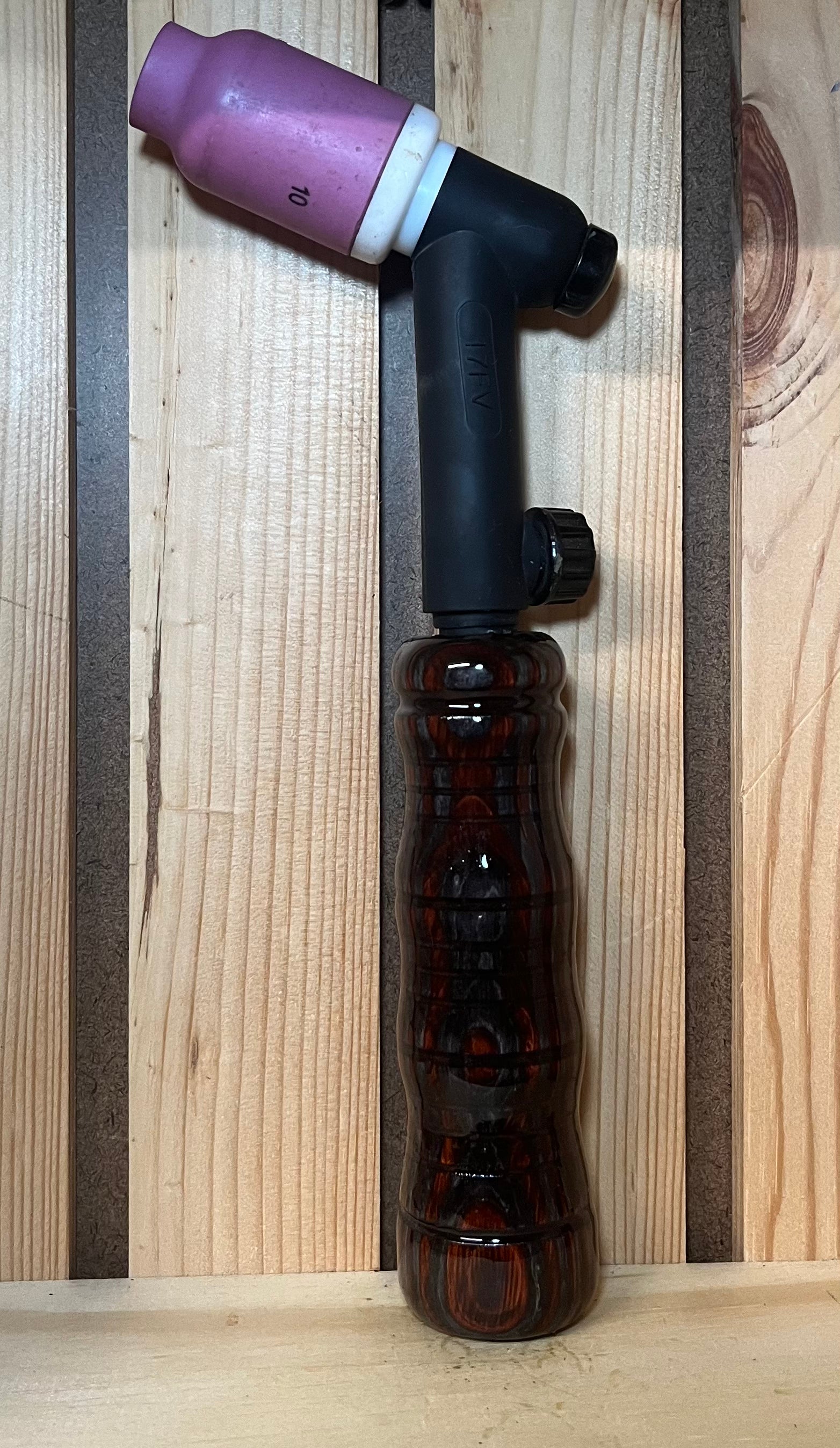 wooden tig rig handle made for 150 amp tig torch with 9/16" hole